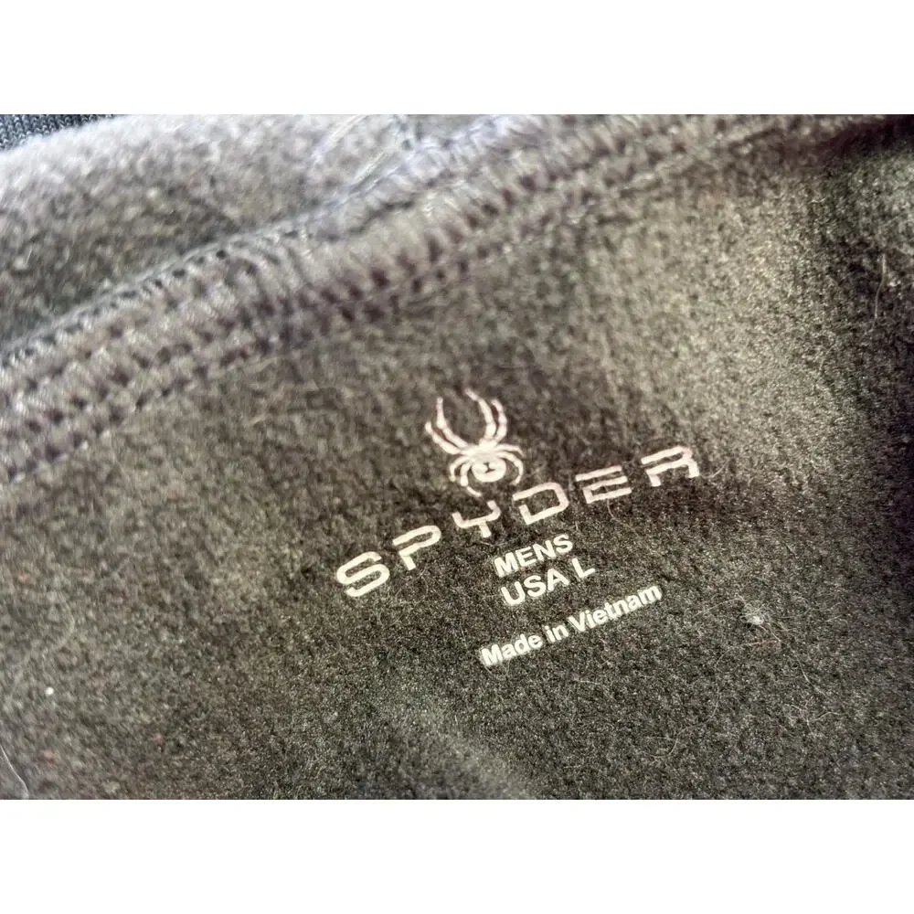 Spyder Hard Face Tech Fleece Jacket Mens Size L Dark Grey Full Zip Long Sleeve